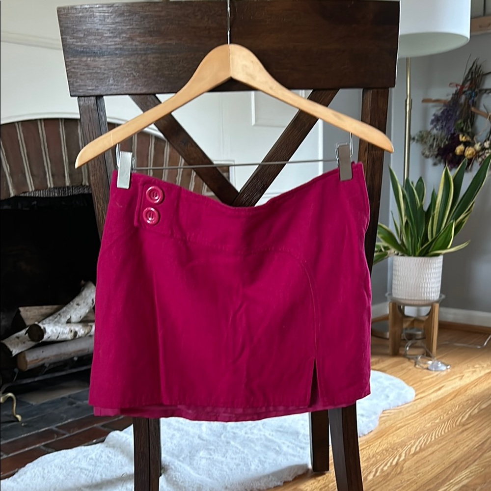 Magenta Mini Skirt with Button Detail